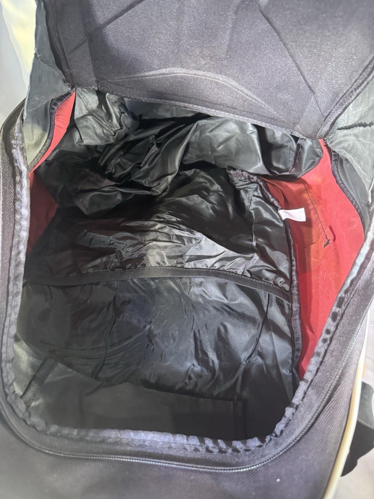 Easton Baseball Backpack Red And Black With Hard Shell Front Two Bat Pockets