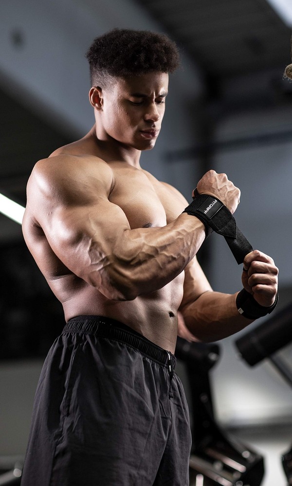 Lifting Straps & Wrist Wraps Bundle for Weightlifting Gym Workouts Full Black