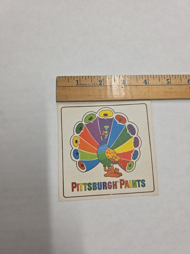 NICE OLD 70'S PEACOCK PITTSBURGH PAINTS COAL MINING STICKER