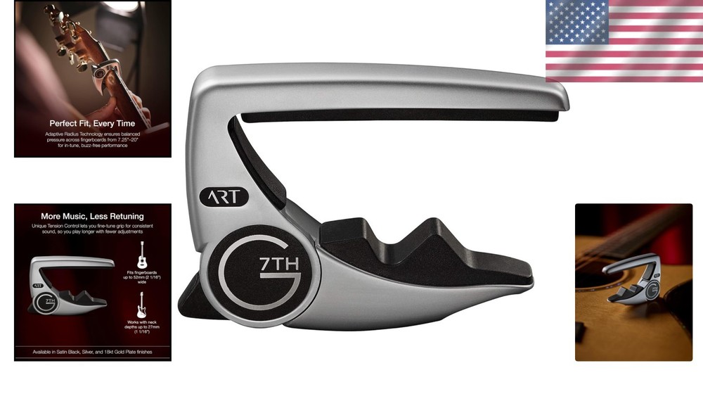 Guitar Capo - Steel String Silver - Adaptive Radius Tech