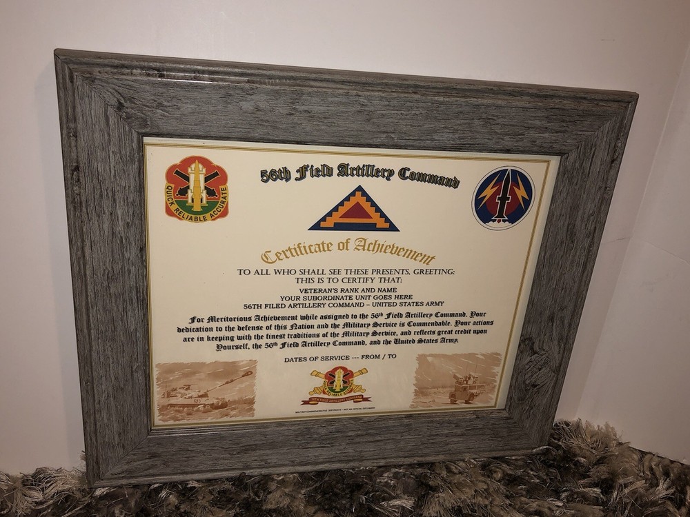 56TH FIELD ARTILLERY COMMAND / BRIGADE - COA / (COMMEMORATIVE CERTIFICATE)