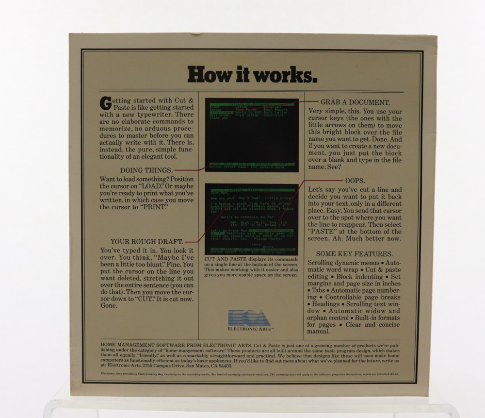 Cut & Paste Apple II Electronic Arts 1983