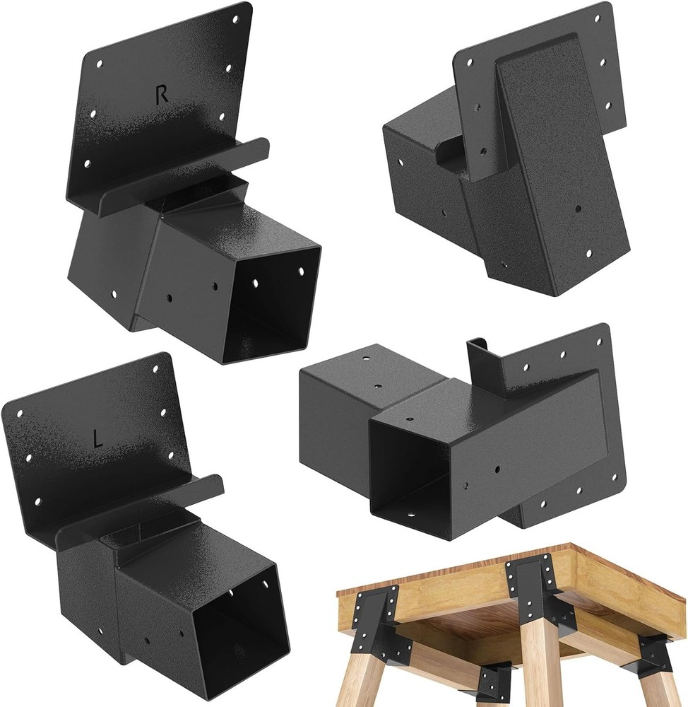 Dolibest Heavy Duty Deer Stand Brackets, 4x4 Compound Angle Black-4PCS