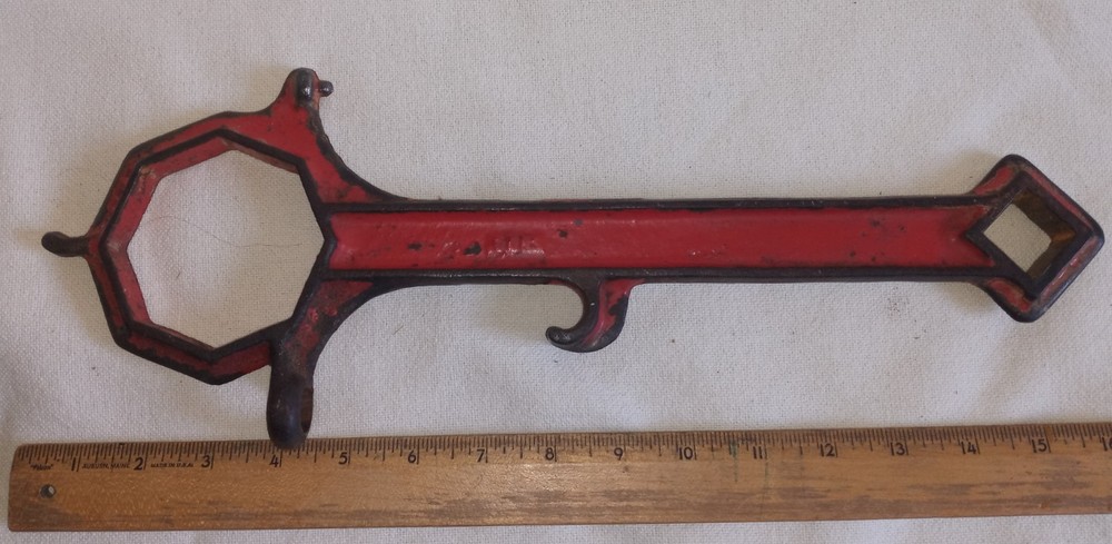 Vintage cast iron fire hydrant spanner wrench