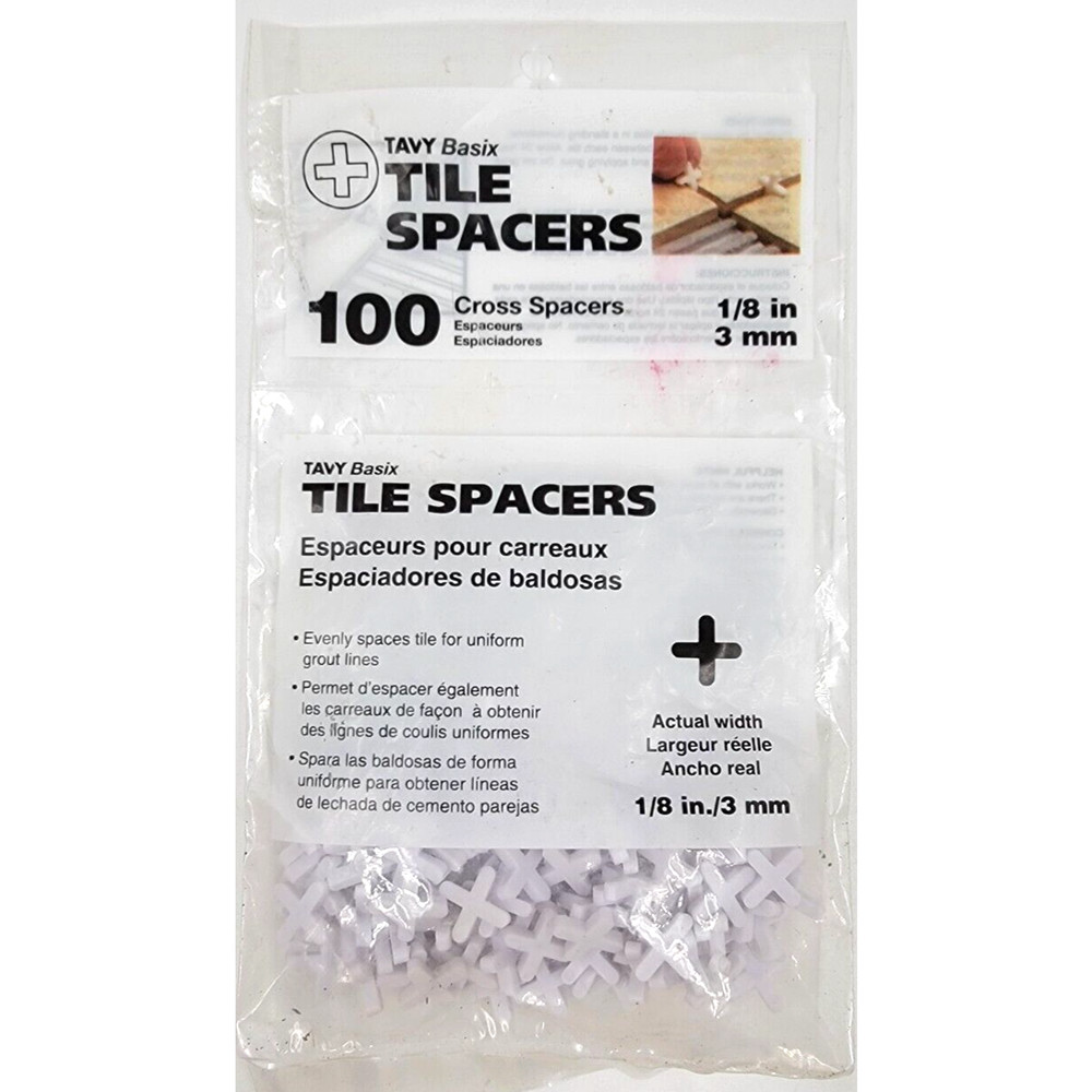 TAVY Basix 1/8" 3mm Plastic Tile Cross Spacers 100 Count