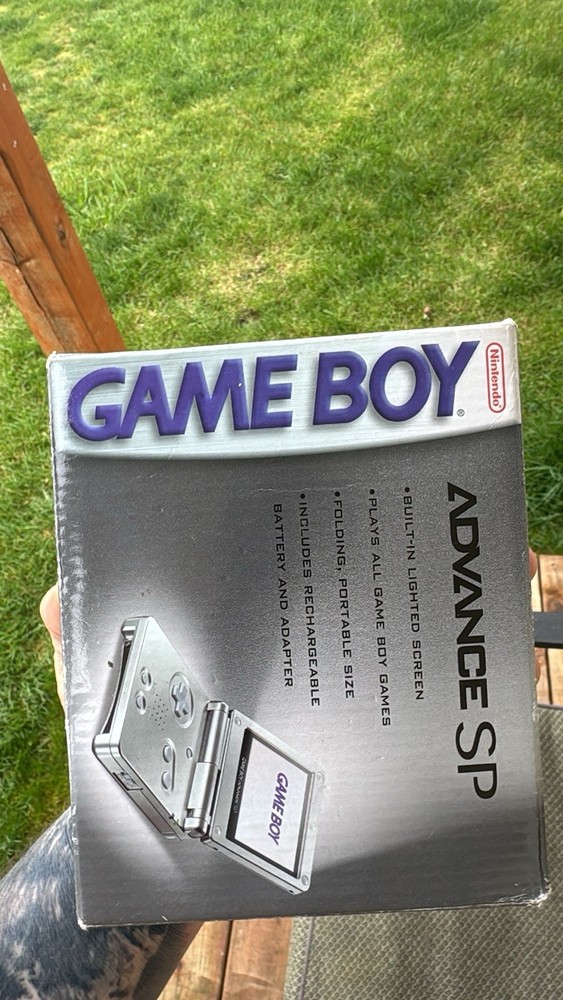 Nintendo Game Boy Advance SP Console Platinum Silver EMPTY BOX ONLY + INSERTS