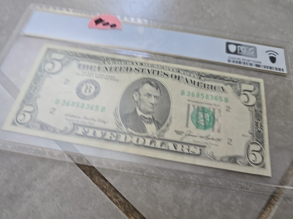 1985 5 dollar bill Miscut ERROR