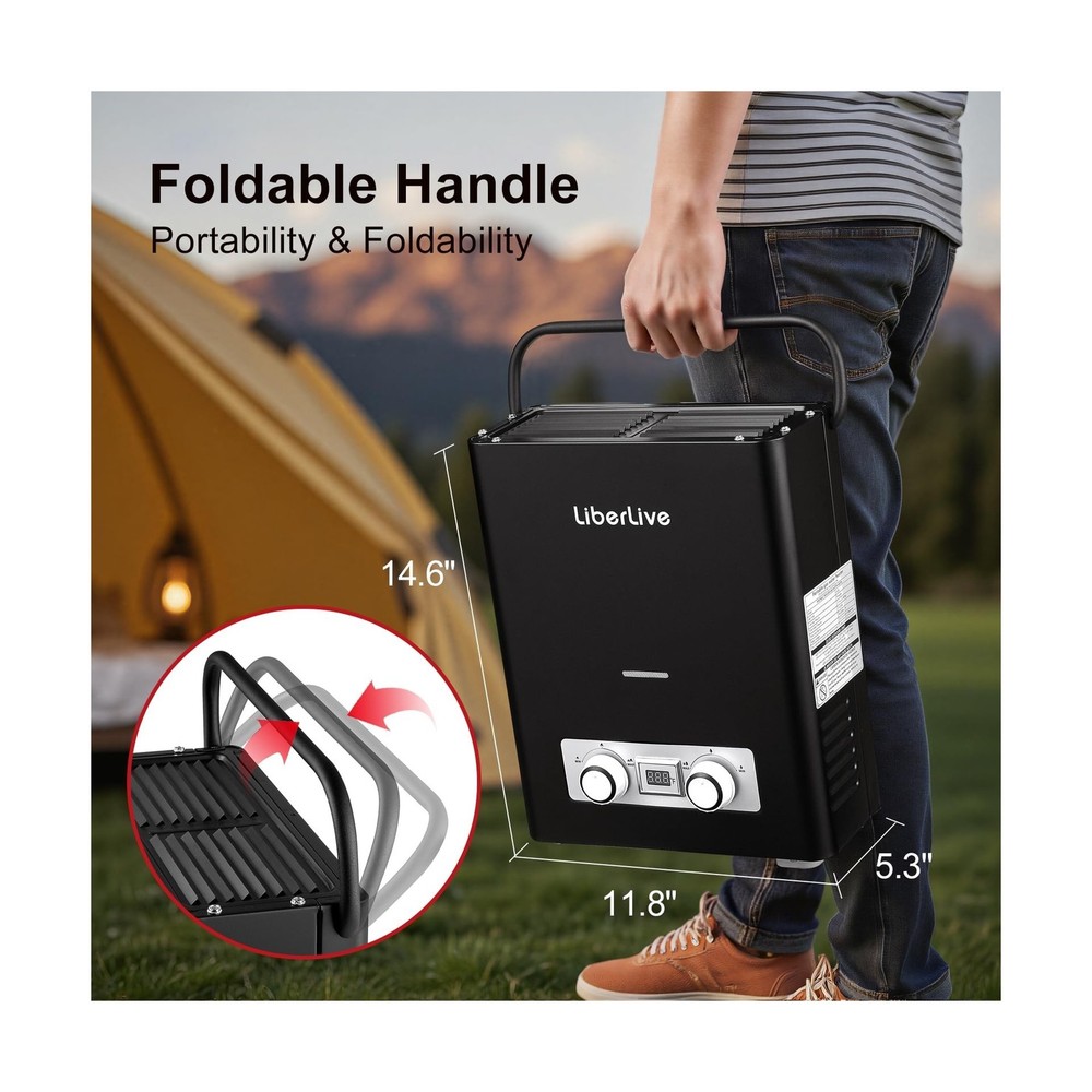 Propane Tankless Water Heater, 5L 1.32 GPM Outdoor Portable Gas Instant Hot W...