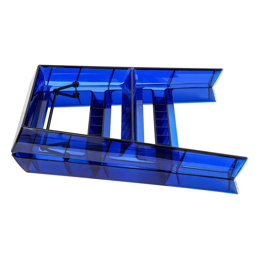 3-Step Folding Ladder Blue Household Portable Stepladder 330lbs Capacity Compact