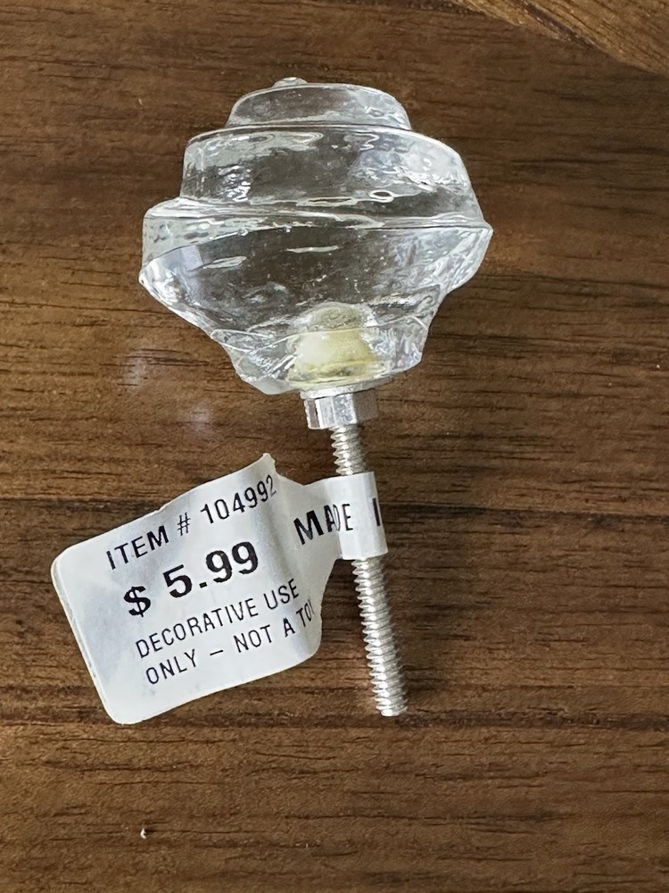 Large Clear Glass Crystal Cabinet Knobs Drawer Pulls 1-1/2” NWT Rosebud Swirl