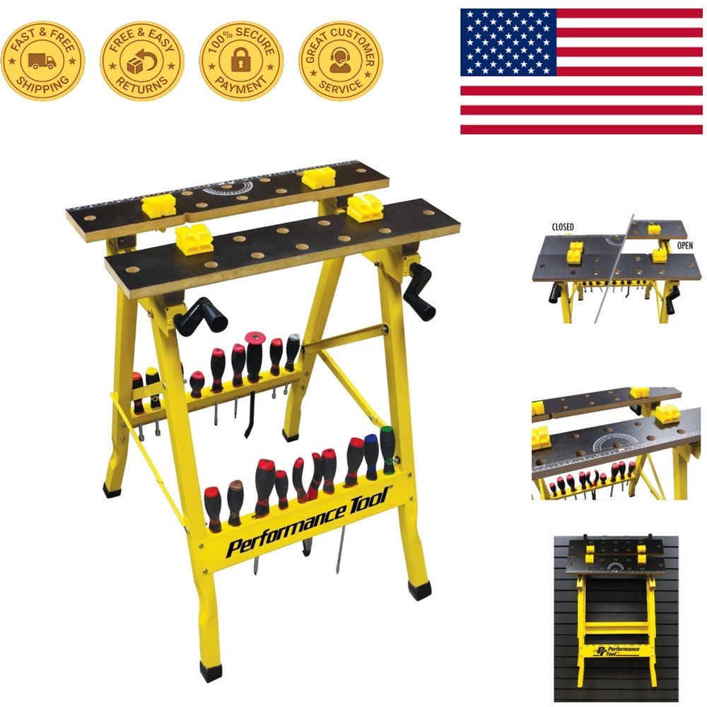 Durable Multipurpose Folding Workbench with Tool Storage – 200 lbs Load Capacity