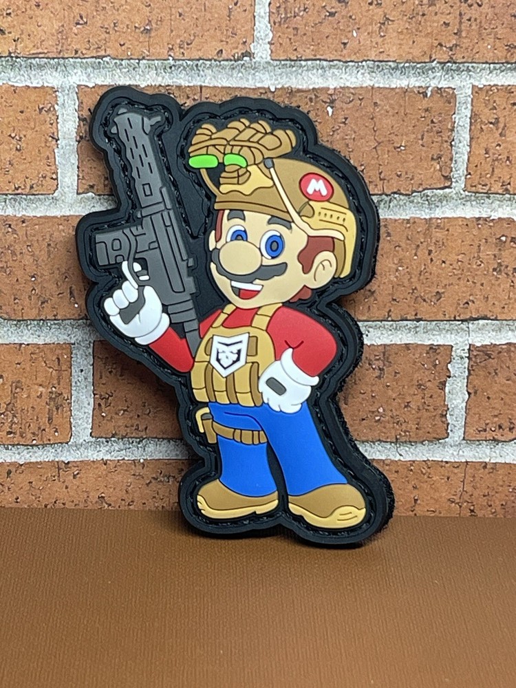 PVC Tactical Morale Patch, Tactical Mario Patch, Mario Bros. Gun Patch
