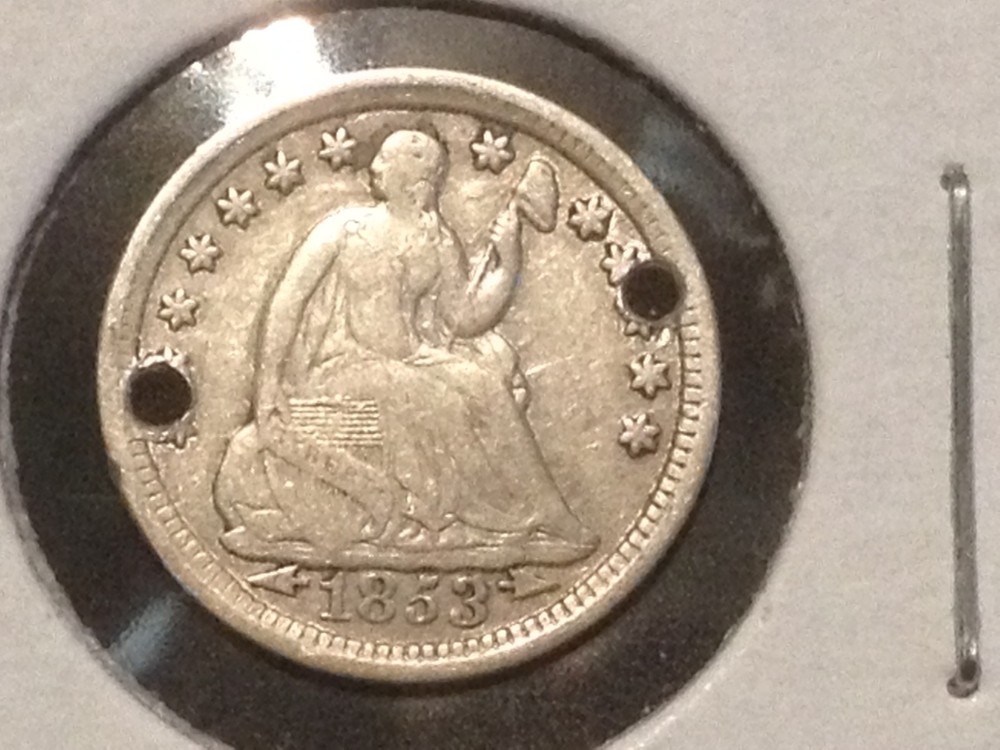 1853 H10C Arrows Liberty Seated Half Dime