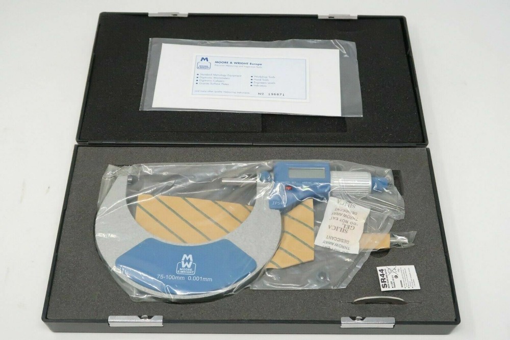 M&W Moore & Wright 75mm - 100mm Digital Electronic Micrometer c/w Case 200-04DDL