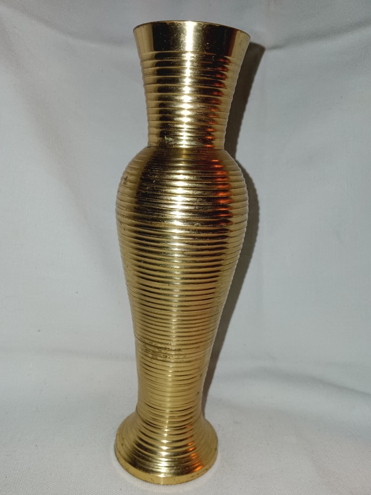 Vintage Brass Vase 8 In Tall