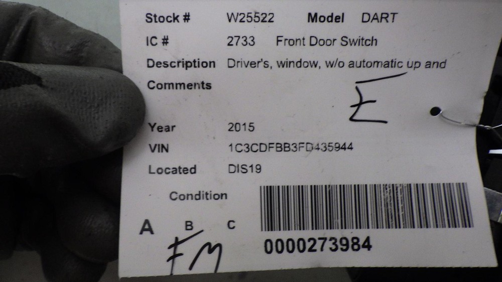 15 DODGE DART Front Door Switch