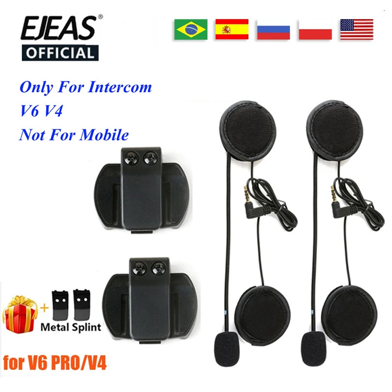 Accessory for EJEAS V6 PRO Helmet Intercom Clip 3.5mm Microphone Speaker Headset