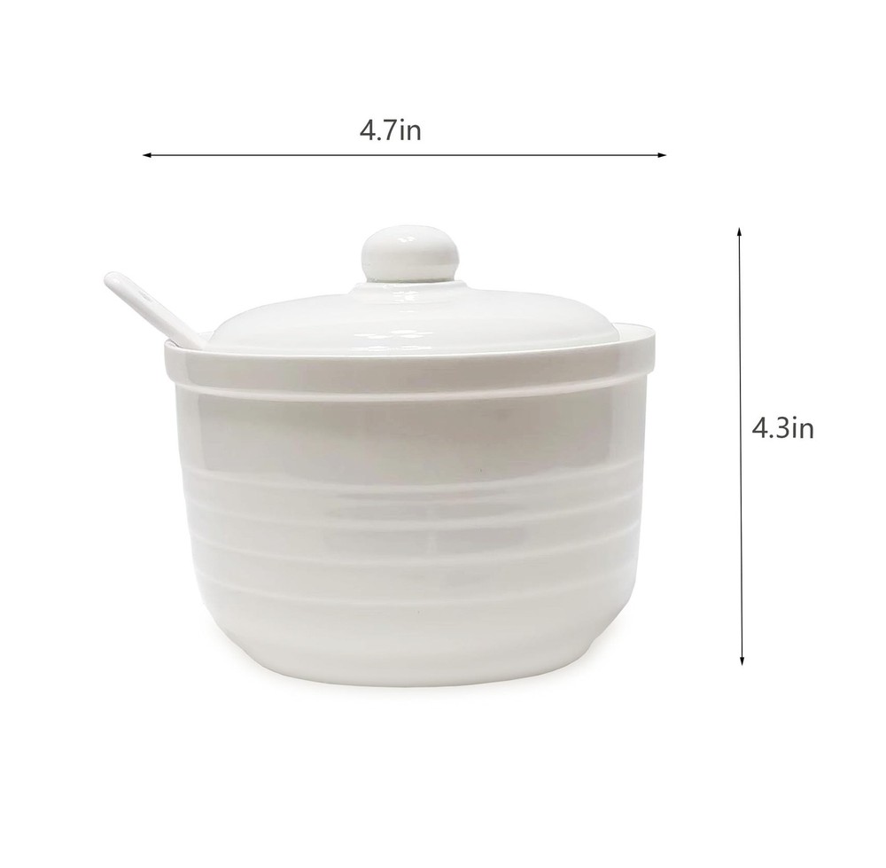 MaoYaMao Ceramic Bacon Grease Container with Stainless Steel Medium, White