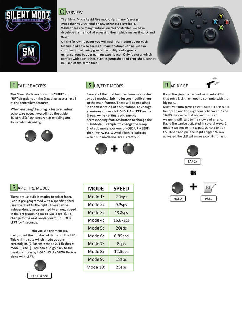 Black Silent Modz Best Rapid Fire Wireless Modded Controller for Xbox Series X S