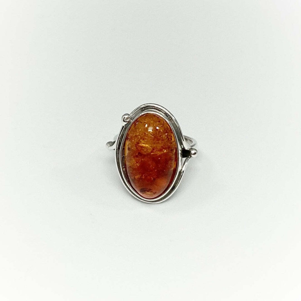 Amber Gemstone Solid 925 Sterling Silver Beautiful Handmade Wedding Ring SR1353