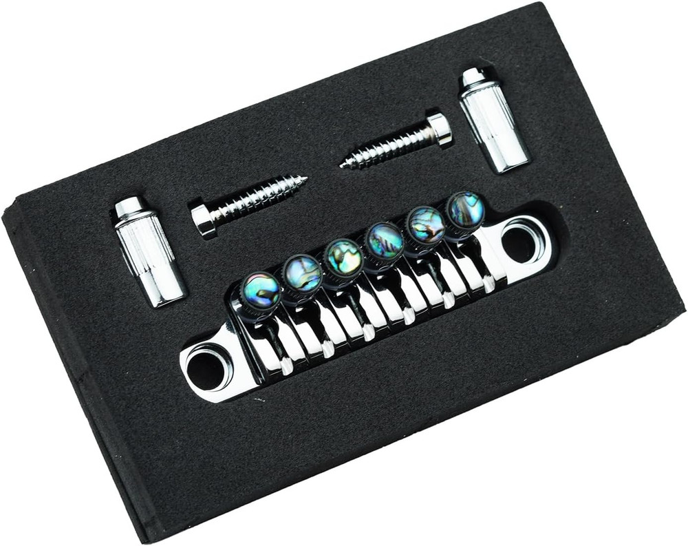 Adjustable Fine-Tuning Zinc Alloy Guitar Bridge Tailpiece with Studs Replacement