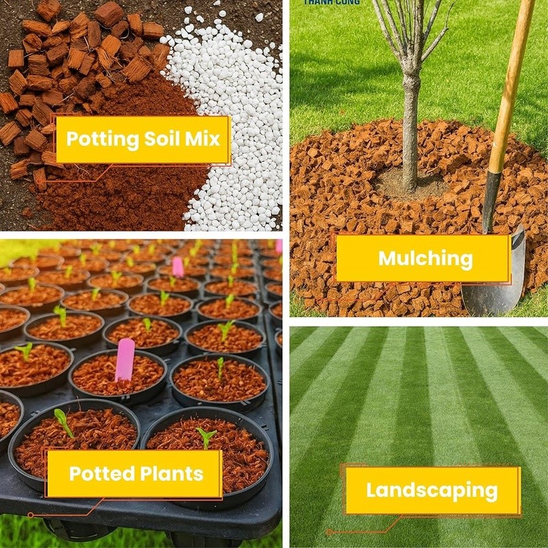 Coco Husk Chips Bricks Mulching Medium Potting Soil Water Retention Aeration New
