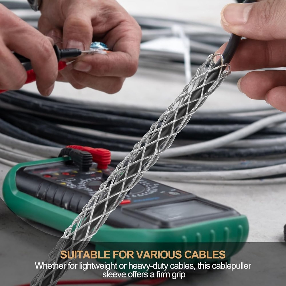 2 Pcs Wire Pulling Grip Mesh Cable Pulls Metal Cable Puller Socks Wire Pulling T