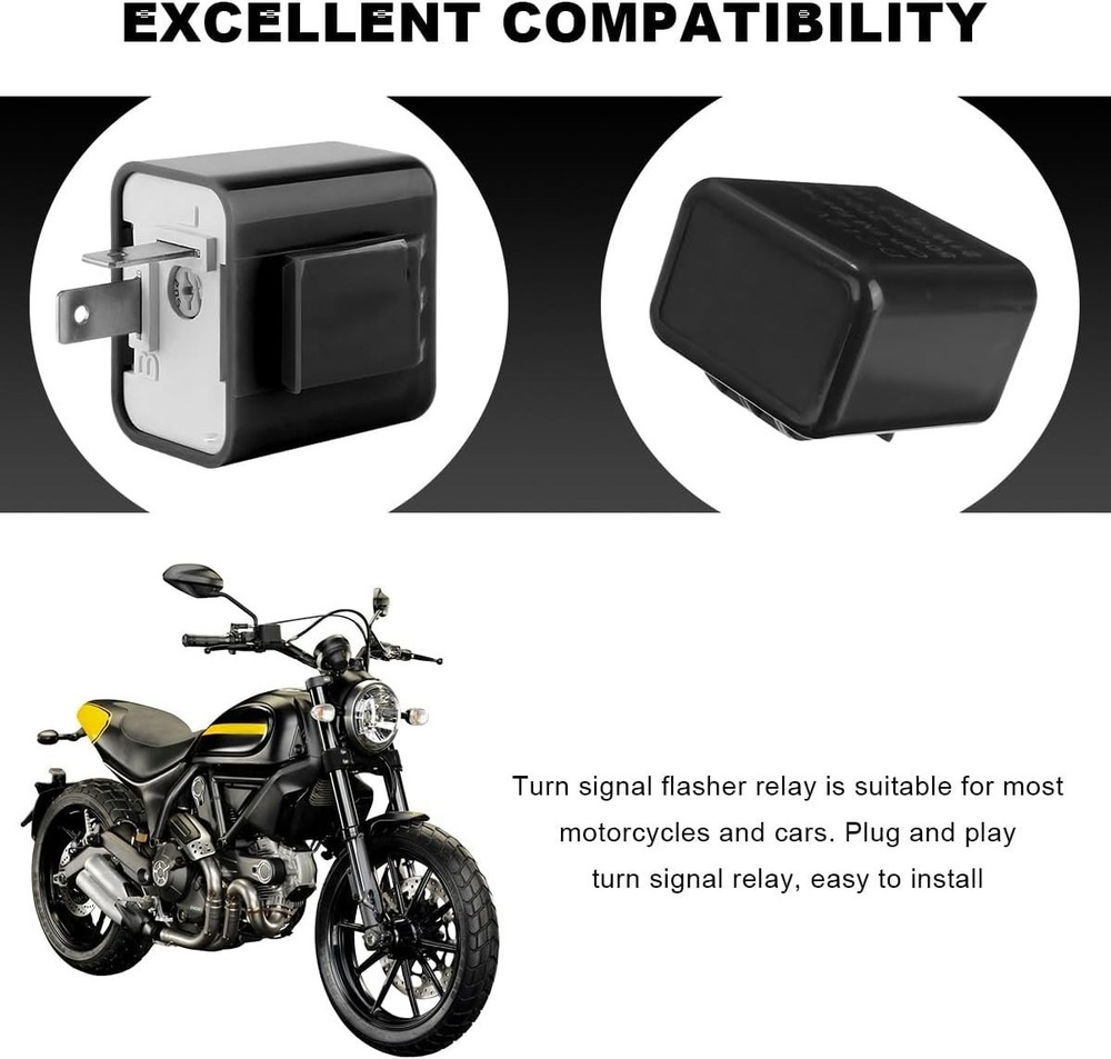 2PCS 12V Speed Adjustable 2 Pin LED Flasher Relay, Electronic Hyper Flash Rel...