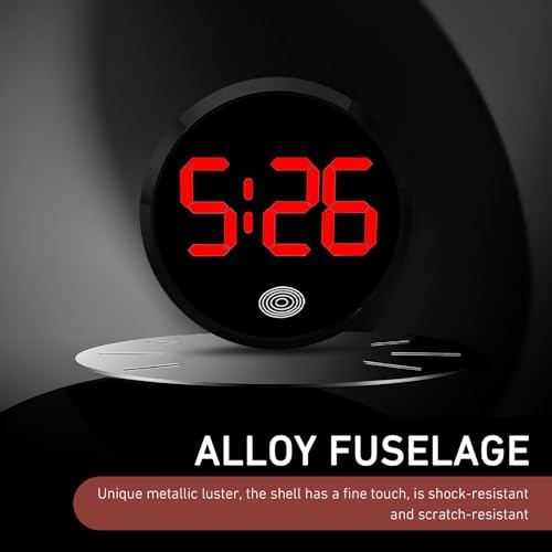 Digital Dashboard Car Clock, Round Metal Scratch-Resistant Shockproof 1 PC Red