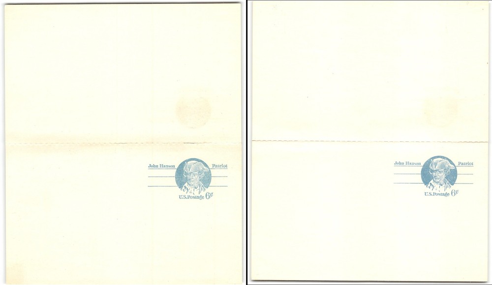 US #UY23 mint postal reply card, 6c John Hanson