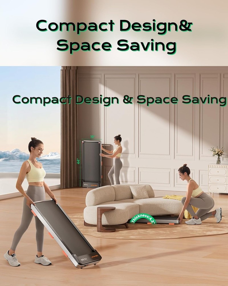 Compact Walking Treadmill with Shock Absorption & Remote Control for Home Office