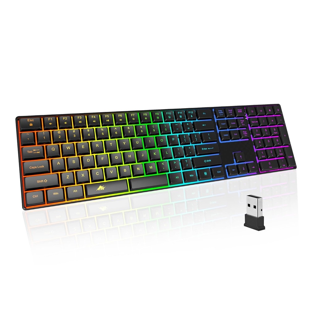 Wireless Backlit Keyboard Quiet - Computer Rechargeable Ergonomic Light UP Ke...