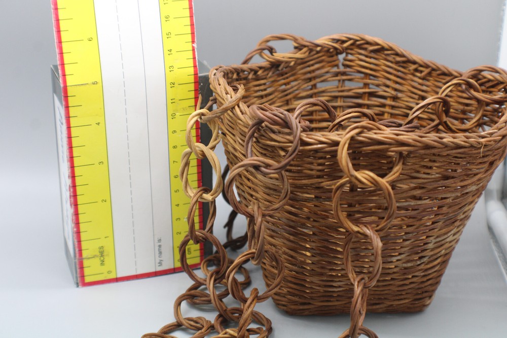 Hanging Wicker Basket with wicker interlocking hoops