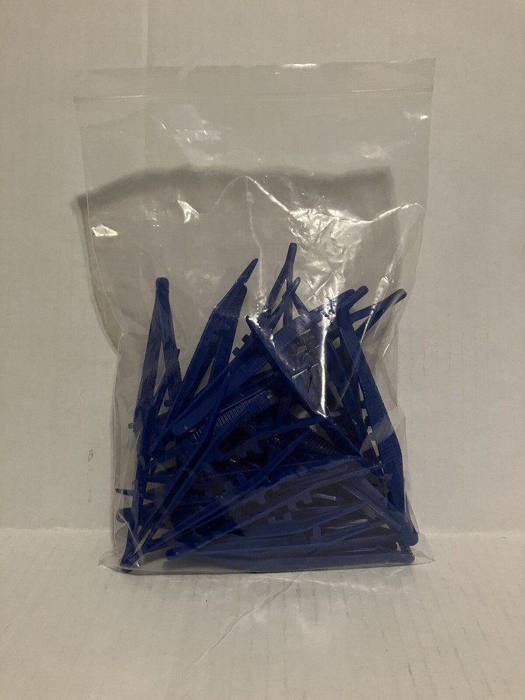 30 Pack Plastic 5 inch Tweezers Blue