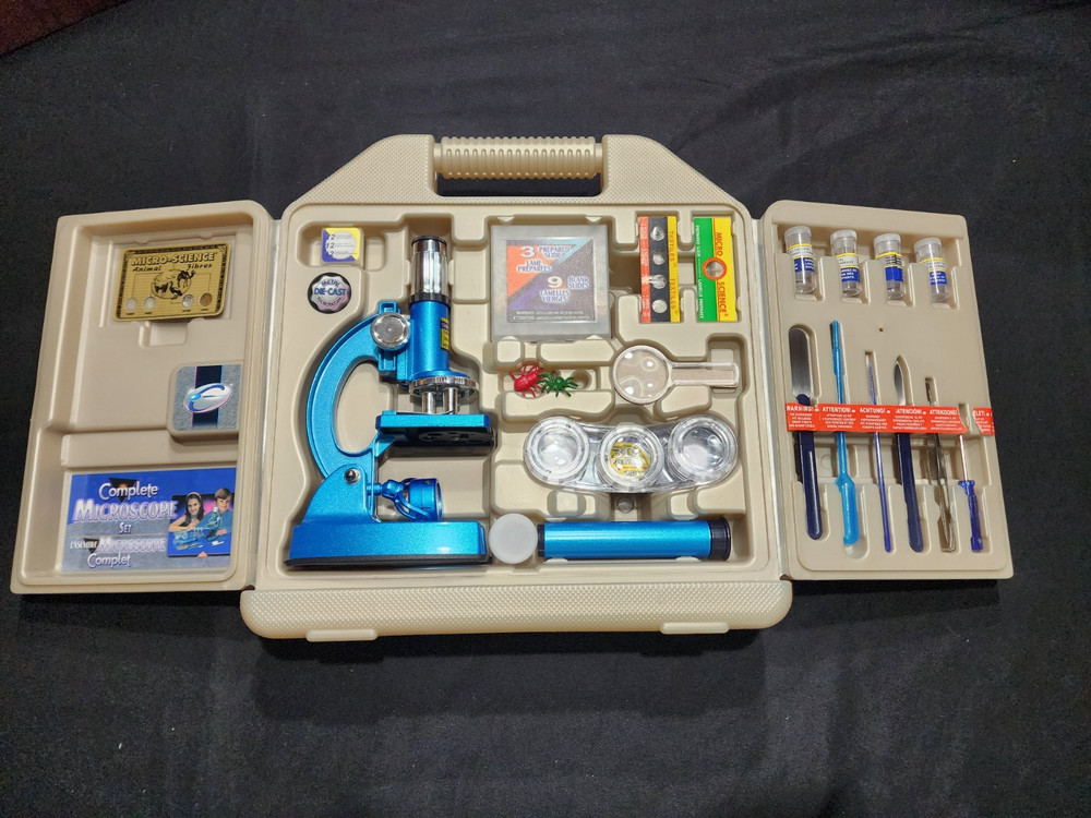 Micro-Science Complete Microscope Set Educational Kit with Slides & Tools