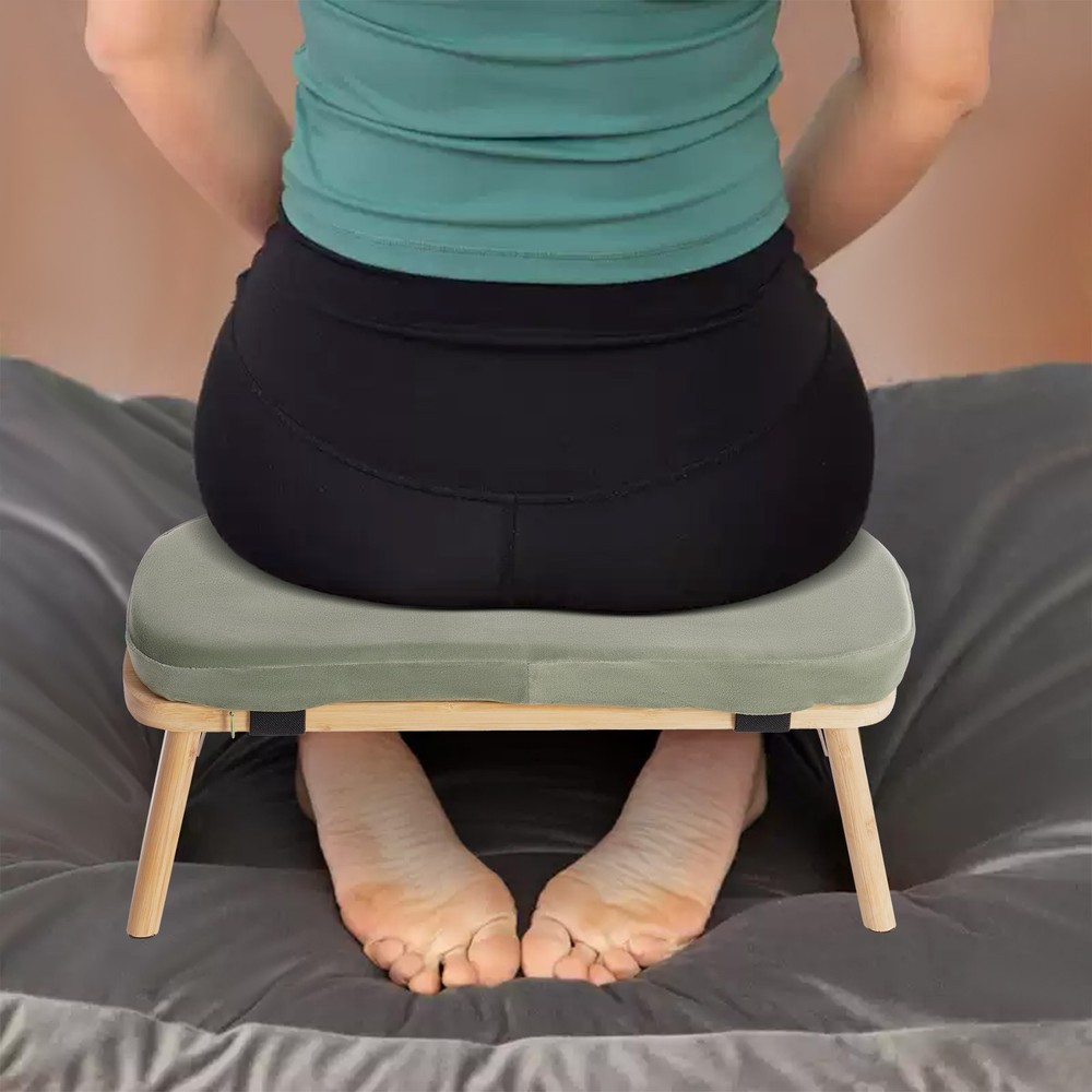 Foldable&Ergonomic Meditation Stool Foldable Kneeling Meditation Bench w/Cushion