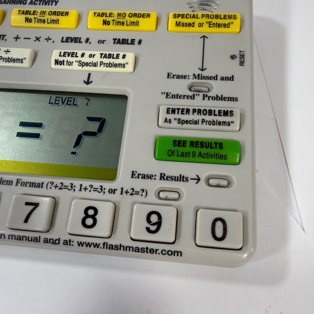 FlashMaster Math Tables Electronic Learning Tool Model MT1A Tested Working