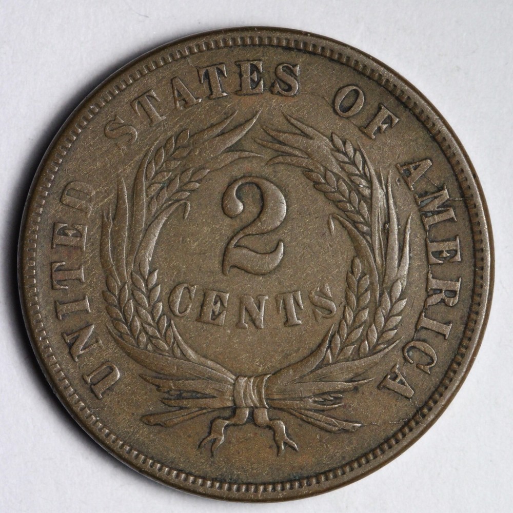 1867 Two Cent Piece AU REV DIE CRACKS E204 JHL