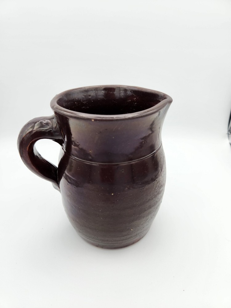 Vintage Brown Pottery Pitcher approx 6" tall - Super cute!