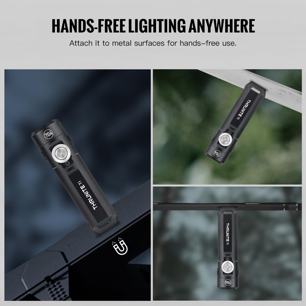 ThruNite Ti Keychain Flashlight, Customized Edition with 704 Black Cool White