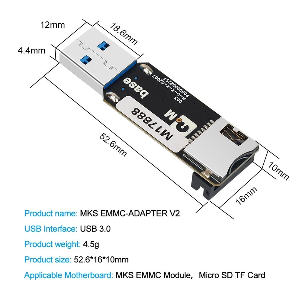 For MKS EMMC-ADAPTER V2 USB 3.0 Card Reader for MKS EMMC Module Micro- TF9243