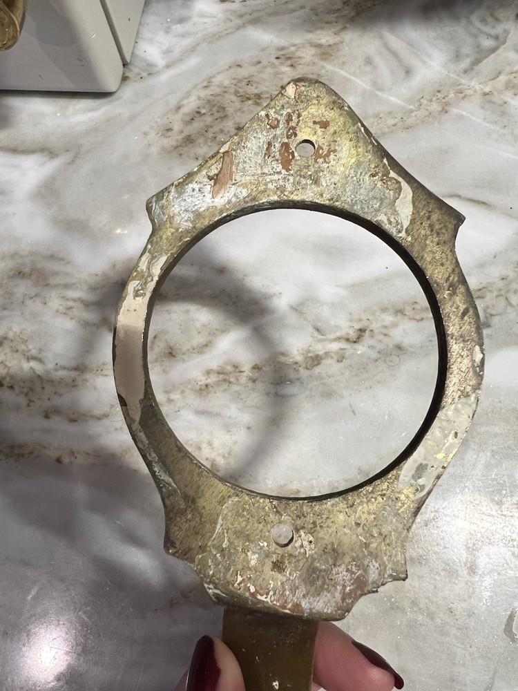 Vintage traditional solid brass door pull handle with cylinder lock Insert