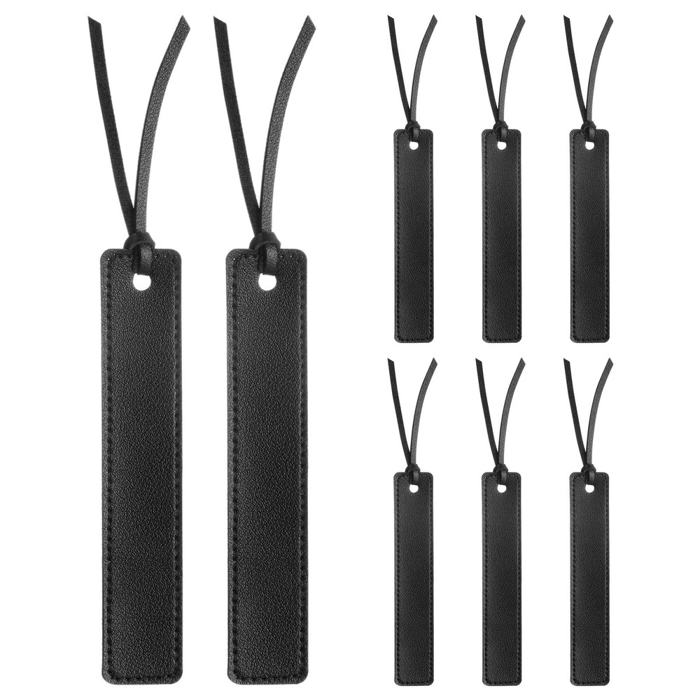 8 Pcs Leather Bookmark, Personalized Handmade Leather Bookmarks, Black