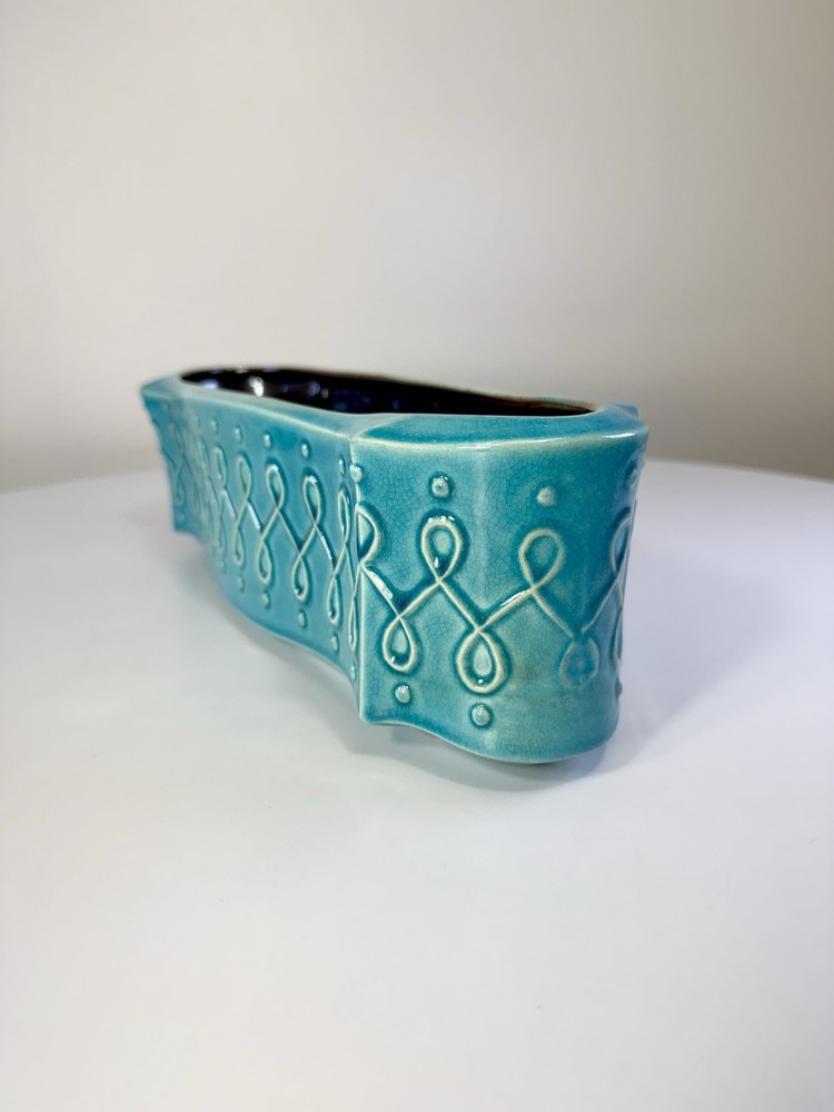 Red Wing USA Blue Ceramic Planter Mid Century