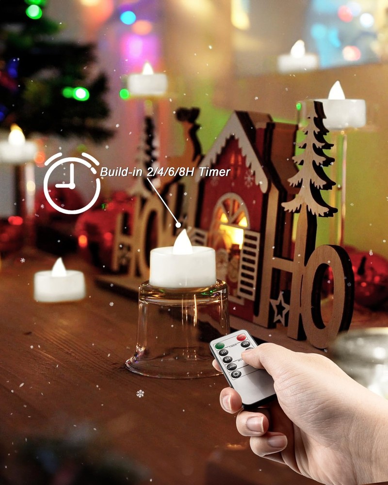 BEICHI Remote Candles, 12 Pack Timer 12-Pack, Pure White Light, Shell