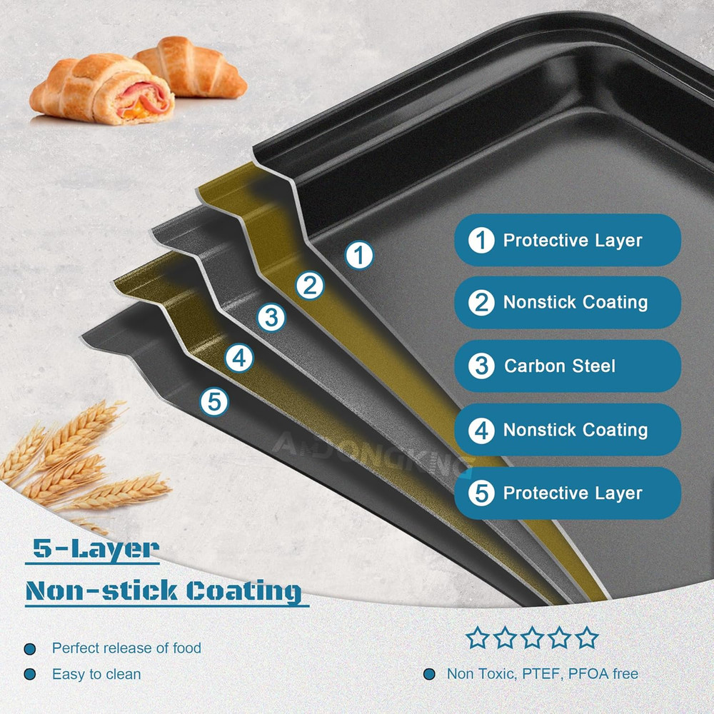 Small Cookie Sheets, Baking Pans, Nonstick Carbon Steel Baking Sheets, 2-Pack, 9