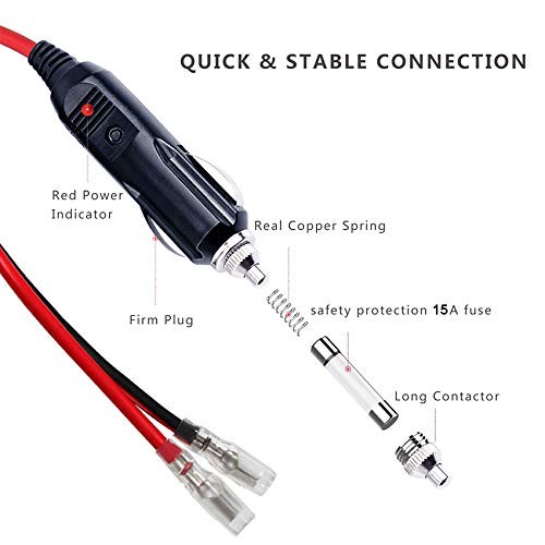 [1PACK] 12Volt Replacement Cigarette Lighter Male Plug with Leads - Car 1PACK