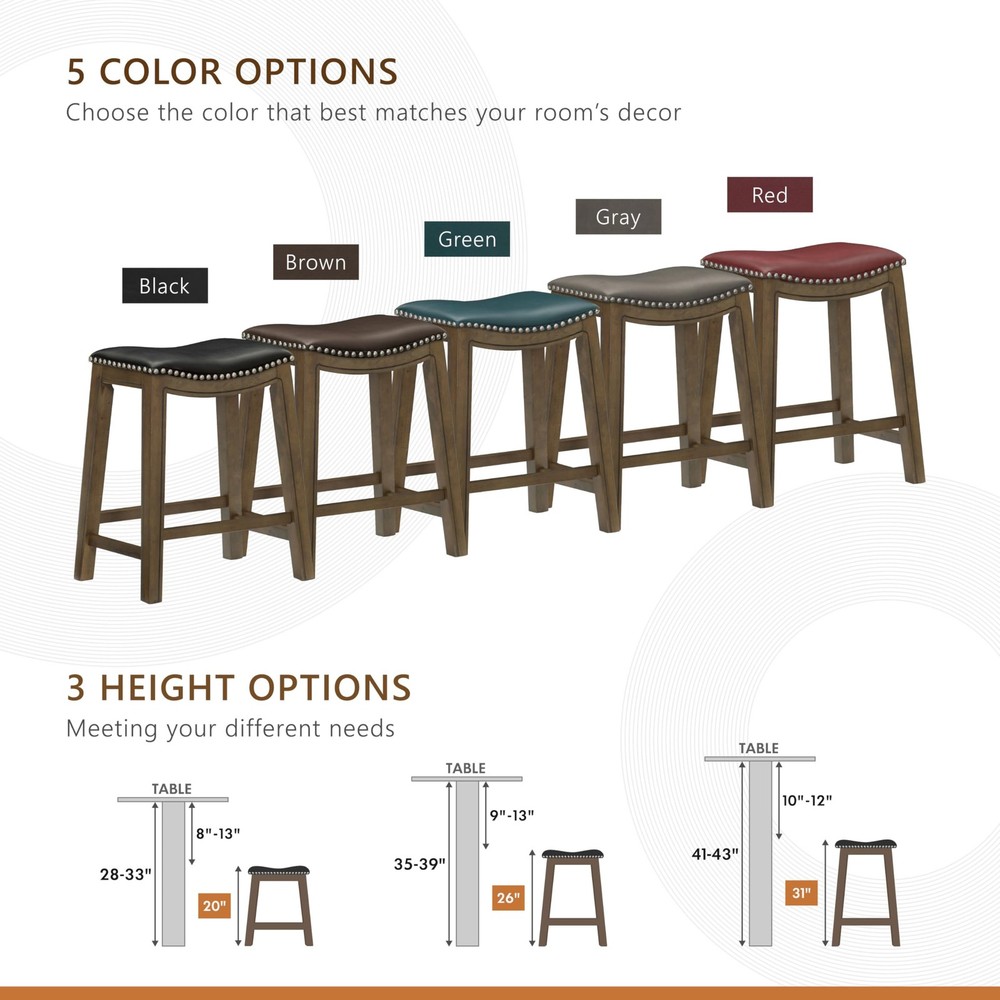 Ordway Solid Wood Counter Height Stool - Saddle Kitchen Stool Counter Height ...