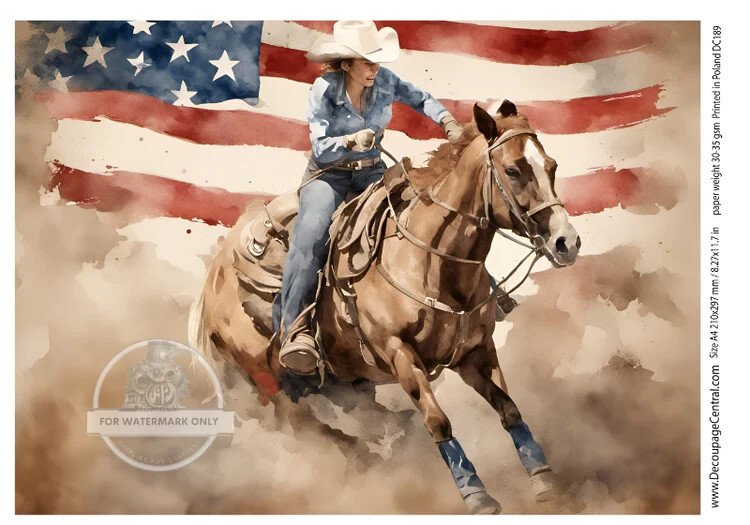 A4 BARREL RACER, RICE PAPER DC189