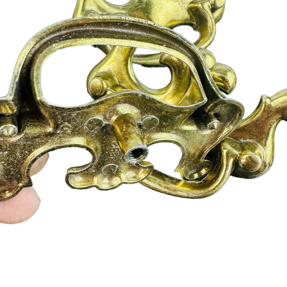 5 Vtg single post bail pull antiqued brass
